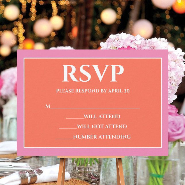 Garden Sunrise Pink Orange Watercolor Wedding RSVP Card (Creator Uploaded)