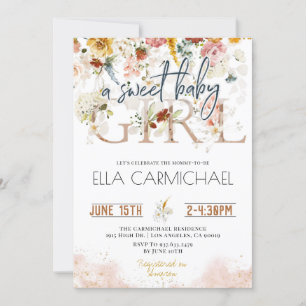 Garden Sweet Baby Girl Baby Shower Invitation