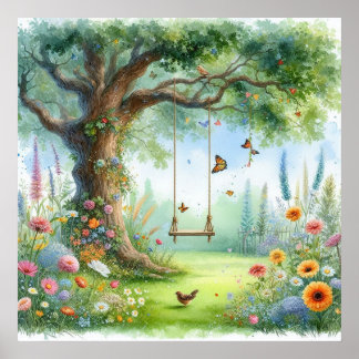 Garden Swing Landscape 4 Poster
