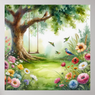 Garden Swing Landscape 8 Poster