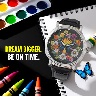 Garden Symphony" - Floral Butterfly  Watch