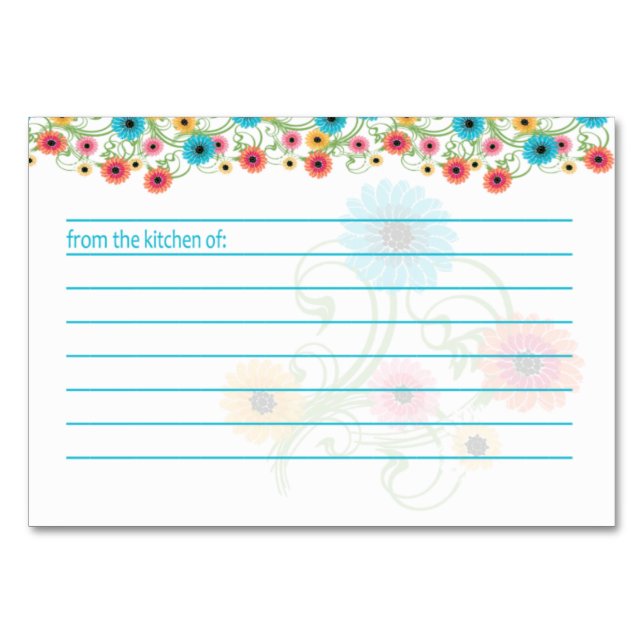 Garden Tea Colourful Flowers Recipe Card (Front)