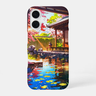 Garden Tea House – Relaxing Anime Spring iPhone 16 Case