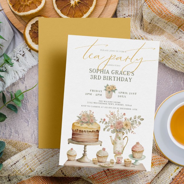 Garden Tea Party Cute Kids Birthday Invitation (Creator Uploaded)