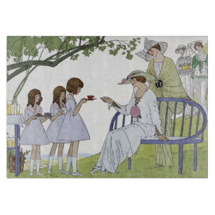 Garden tea party cutting board