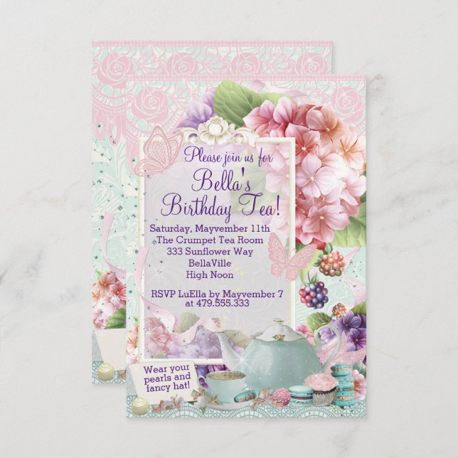 Garden Tea Party Invitation (Front/Back)