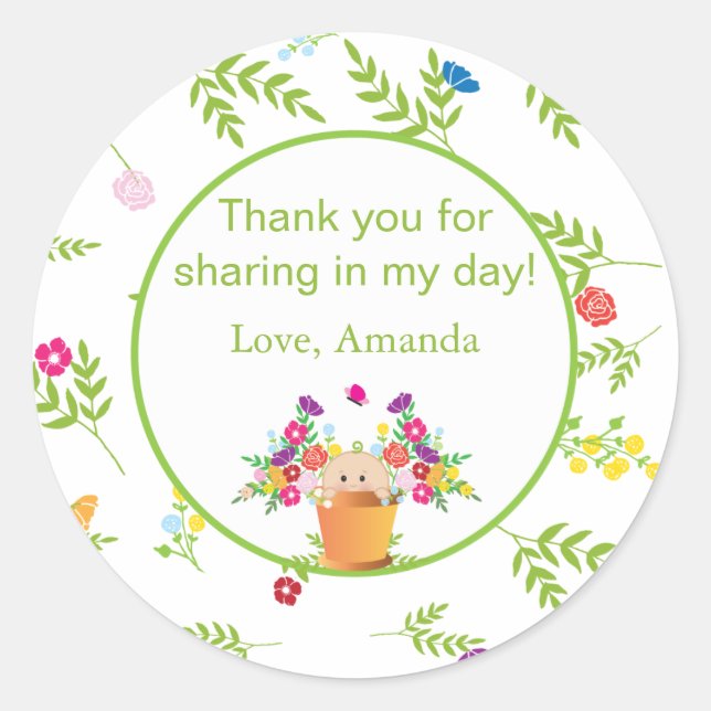 Garden Theme Favour Sticker (Front)