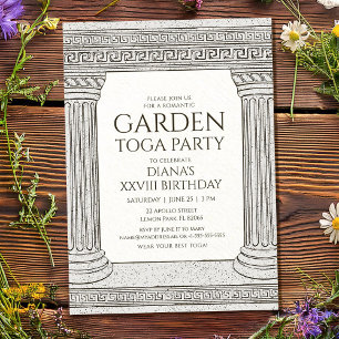 Garden Toga Birthday Party Invitation with columns