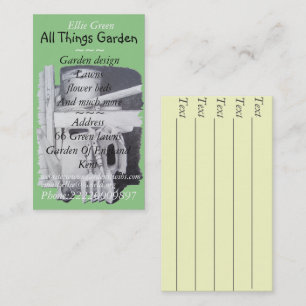 garden tools painting for gardener garden design business card
