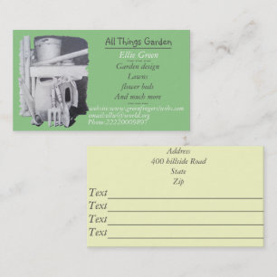 garden tools painting for gardener garden design business card