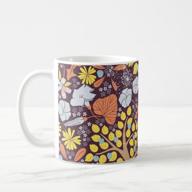 Garden trees, floral, apple pattern coffee mug (Left)