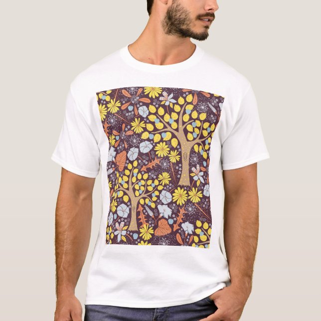 Garden trees, floral, apple pattern T-Shirt (Front)
