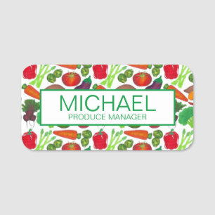 Garden Vegetables Produce Grocery Store Manager Name Tag