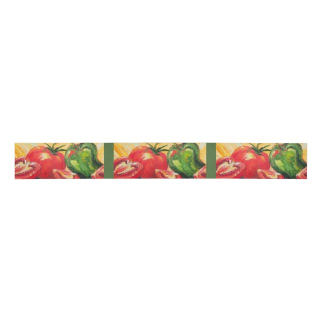 Garden Vegetables Tomatoes Craft Ribbon Grosgrain Ribbon (Front)