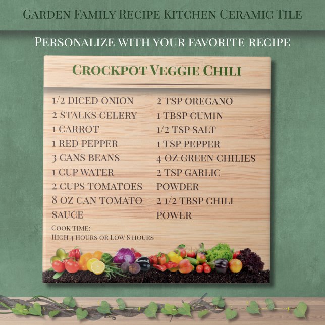 Garden Veggie Family Recipe Kitchen Ceramic Tile (Garden Veggie Family Recipe Kitchen Ceramic Tile)