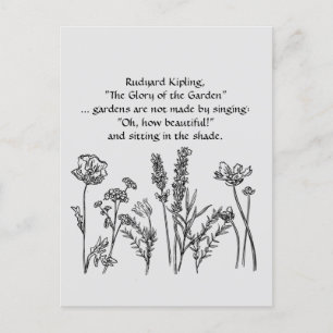 Garden Verse Rudyard Kipling Watercolor Flowers   Postcard