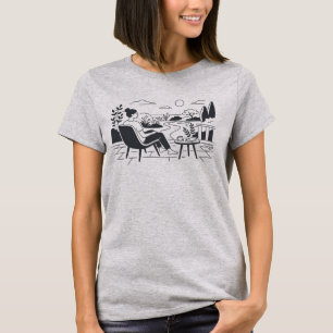 Garden View Relaxation Minimalist Fine Line T-Shirt