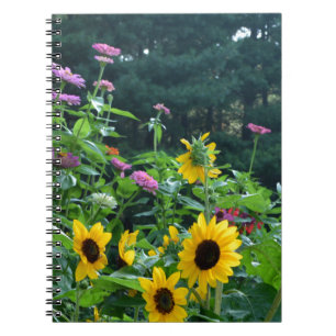 Garden View- sunflower, daisies, cosmos Notebook