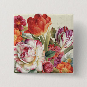 Garden View Tossed Flowers 15 Cm Square Badge