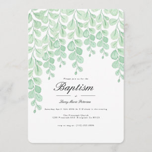 Garden Vine   Watercolor Baptism Invite