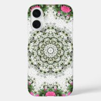 Garden Water Fountain Pink Flowers Mandala Design