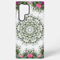 Garden Water Fountain Pink Flowers Mandala Design