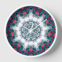 Garden Water Fountain Red Flowers Mandala Design