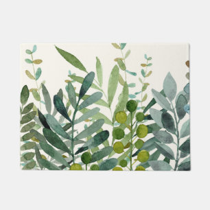 Garden-Watercolor Botanical Leaves   Doormat