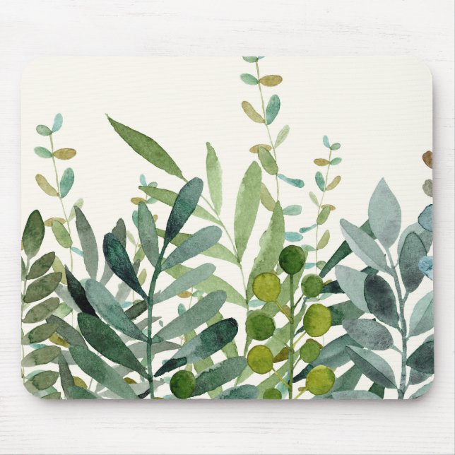 Garden-Watercolor Botanical Leaves   Mouse Pad (Front)