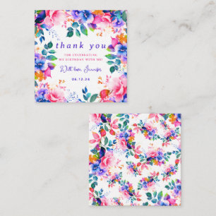 Garden Watercolor Floral Birthday Thank You Insert