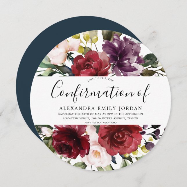 Garden Watercolor Florals Confirmation Invitation (Front/Back)