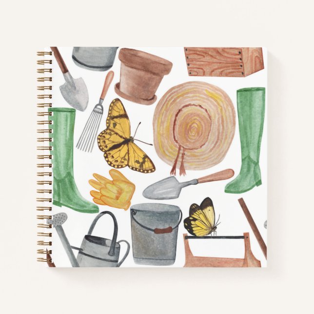 Garden watercolor set tools of pattern  notebook (Front)