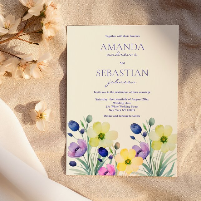 Garden watercolor wildflowers flowers Wedding  Invitation (Garden watercolor wildflowers flowers Wedding)