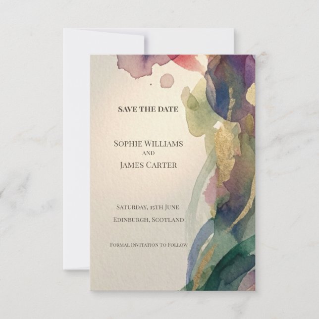 Garden Watercolour Botanical Save The Date Card (Front)