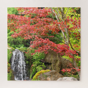 Garden Waterfall in Autumn Jigsaw Puzzle