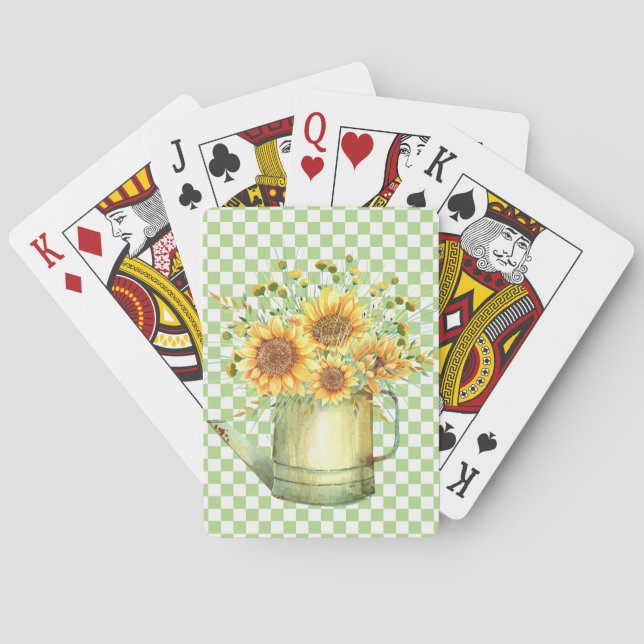 Garden Watering Can Sunflowers  Playing Cards (Back)