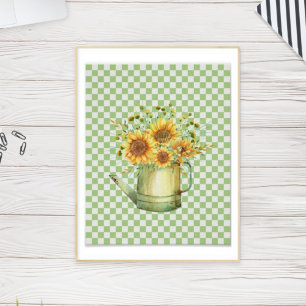 Garden Watering Can Sunflowers   Poster