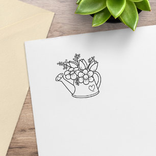 Garden Watering Can with Flowers 2 Rubber Stamp
