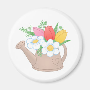 Garden Watering Can with Flowers Magnet