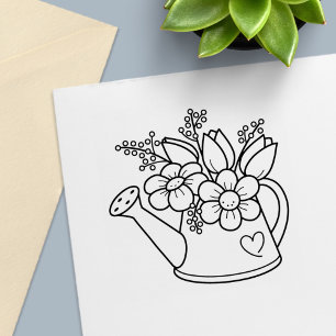 Garden Watering Can with Flowers Self-inking Stamp