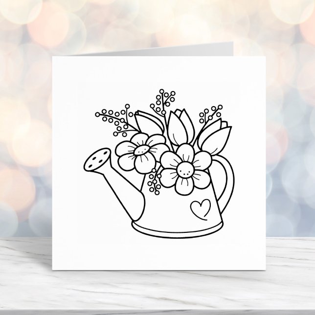 Garden Watering Can with Flowers Self-inking Stamp (Creator Uploaded)