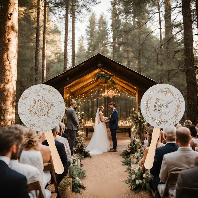 Garden Wedding Fan White Hummingbird  (Creator Uploaded)