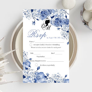 Garden Wedding Flowers Elegant Blue Rose  RSVP Card