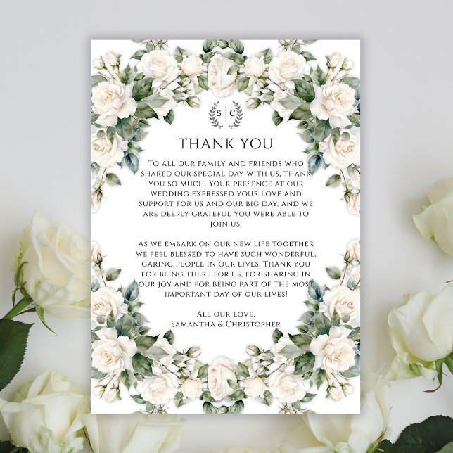 Garden Wedding Greenery and Roses Thank You (Creator Uploaded)