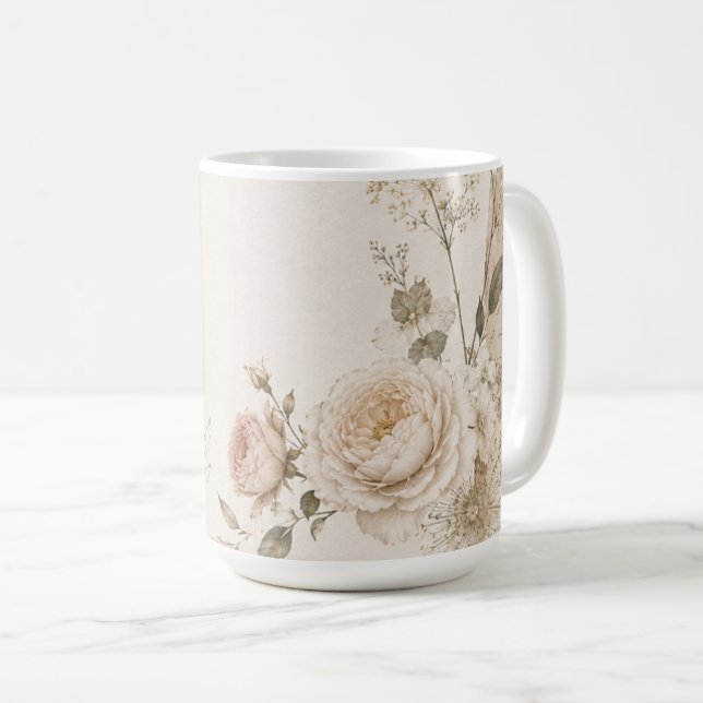 Garden Wedding Invitation with Natural Coffee Mug (Front Right)