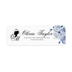 Garden Wedding Monogram Script Elegant  Rose  Return Address Label
