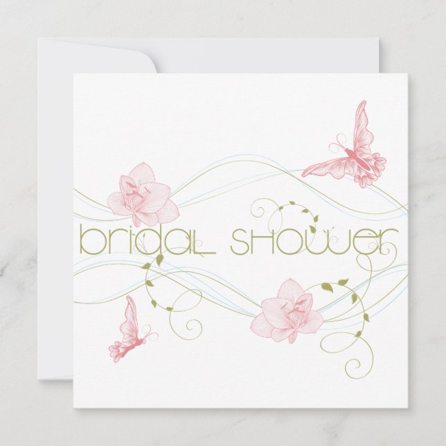 Garden Wedding Pink Lilies Bridal Shower Invitation (Front)