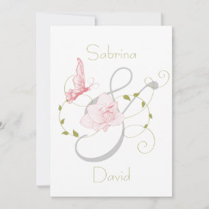 Garden Wedding Pink Lilies Wedding Invitation