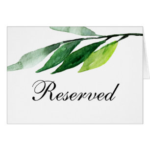 Garden wedding reserved sign. Green leaves