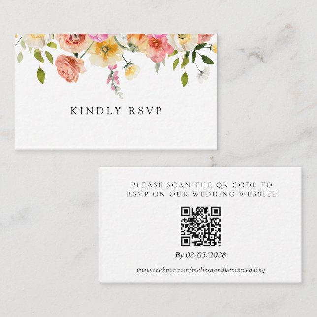 Garden Wedding RSVP QR Code Response Card (Front/Back)